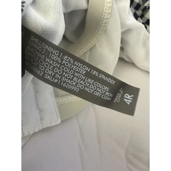 Torrid Navy Gingham Tie Front Wireless Ruched One-Piece Swimsuit Plus Size 4 4X - Picture 10 of 16